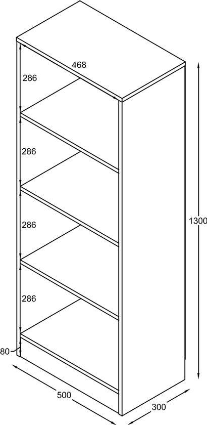 VDD – Vakkenkast – Vakkenkast Open – Wandkast – Vakkenkast wit - Boekenkast - Boeken kast - Boekenkast wit - Wand kast - Vakken kast - 50x30x130 cm - Wit