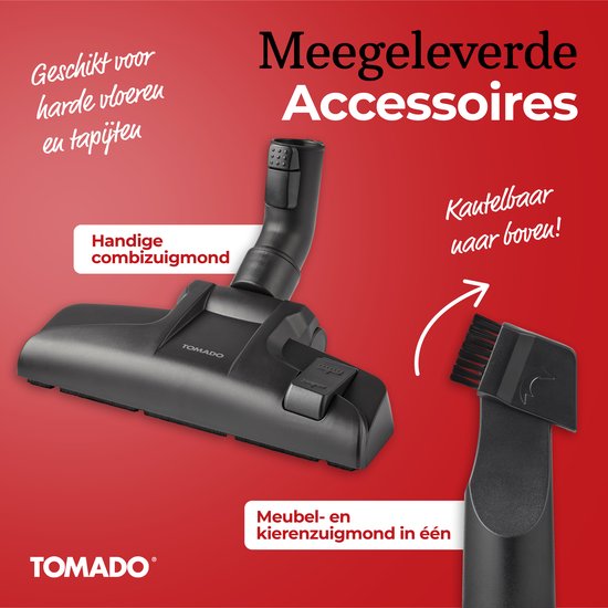 Tomado TVC2001B - Stofzuiger zonder stofzak - 2 liter - Zakloos - HEPA 12 filter - Lichtgewicht - Zwart