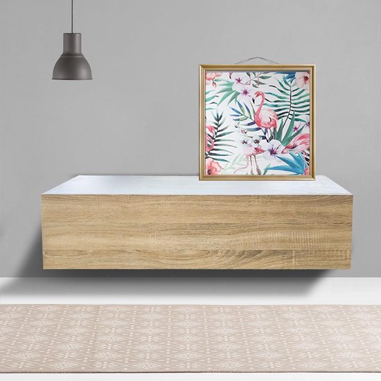 Zwevend halkastje - hangende dressoir kast - 100 cm breed - lichtbruin