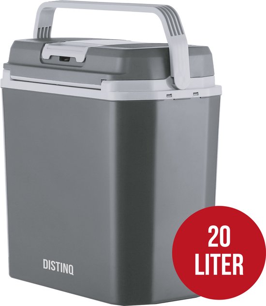 DistinQ Elektrische Koelbox voor Auto en Camping – Koelbox Elektrisch met Verwarmingsfunctie - 12v 230 Volt – 20L - Grijs