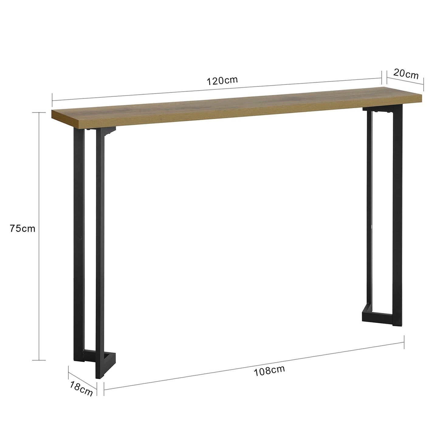 SoBuy Entreetafel - Modern - Max. 50 kg - 120 x 20 x 75 cm - Modern