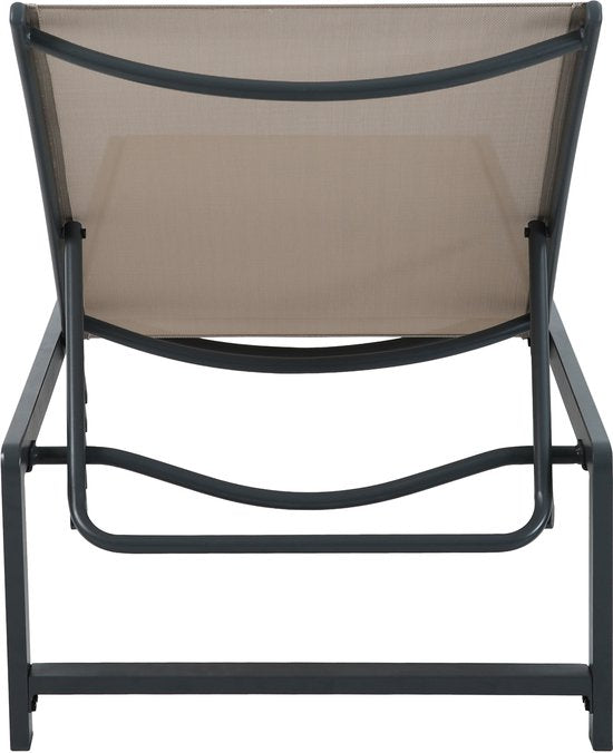 AXI Zane Ligbed Antraciet/bruin– Gepoedercoat stalen frame – Rugleuning met 5 standen – Textileen liggedeelte – 173x62 cm