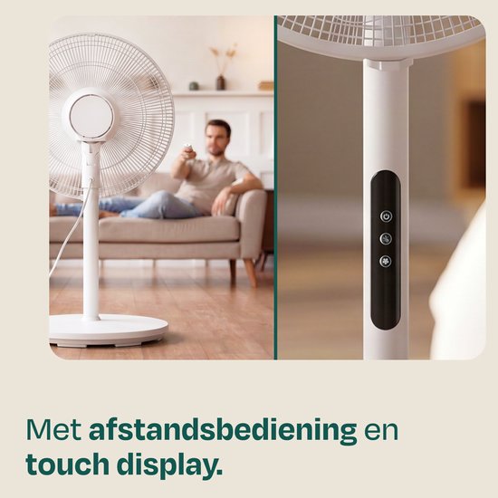 VONROC Vloerventilator - Ø 45,5cm - 4 snelheden & slaapmodus – timer - verstelbaar in 3 hoogtes - incl. afstandsbediening - wit