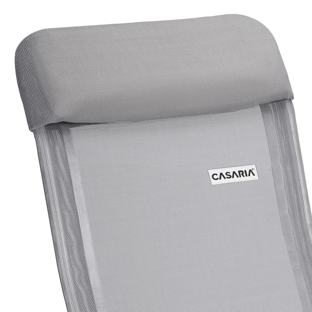Casaria - Aluminium Tuinstoel 2 Stuks - 7-voudig Verstelbaar - Grijs