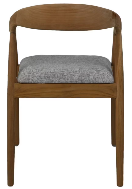 Hsm Collection Modena Eetkamerstoel - Teak en Grijs – Tijdloos Design – 55 × 41 × 78 cm