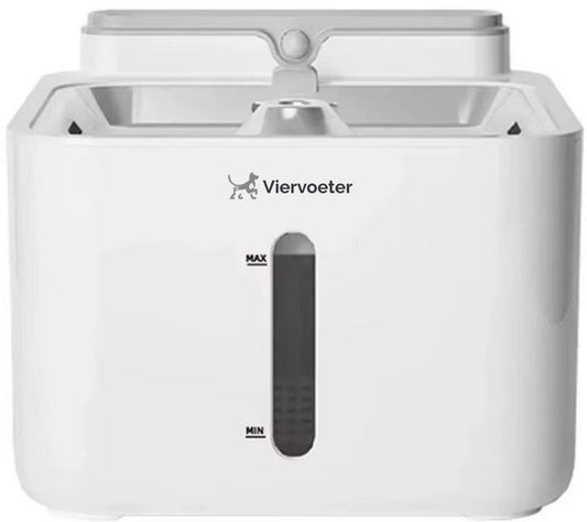 Viervoeter Draadloze Drinkfontein RVS - Sensor Waterfontein voor Kat en Hond - Inclusief filter - 3,2L - 30d batterijduur - Fluisterstil - Wit