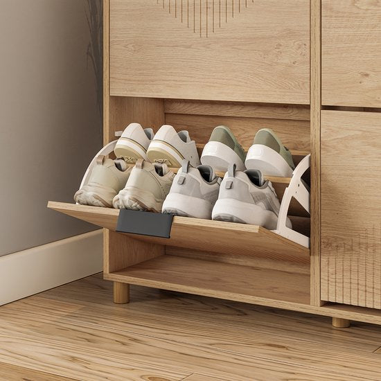 SoBuy Schuhschrank - Schoenenkast - 4 Kleppen - 8 Vakken - Modern Design - 83x24x100 cm | FSR214-N