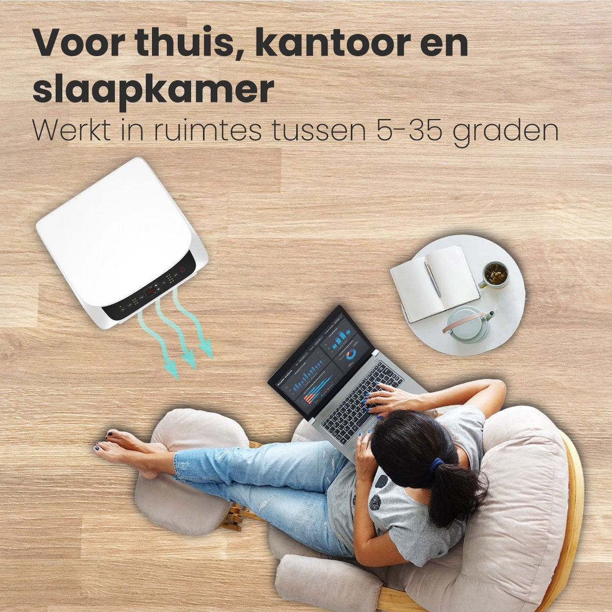Auronic Mobiele Airco - 4 Standen - 10.000 BTU - Tot 35 m2 - Wit