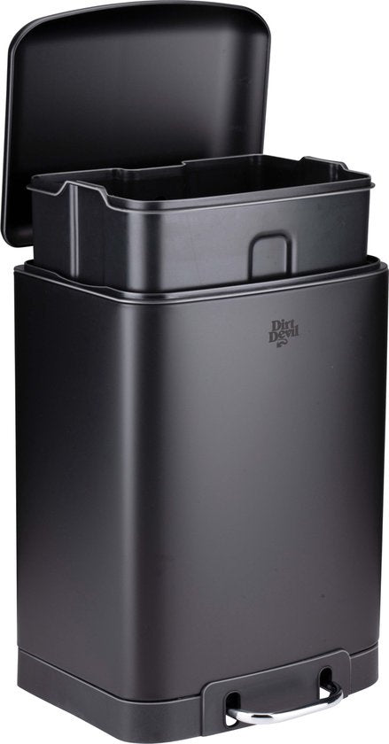 Dirt Devil Pedaalemmer 12 Liter - Prullenbak Badkamer - RVS - Zwart