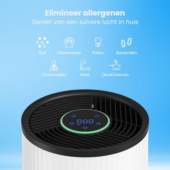 Auronic Luchtreiniger Compact Pro - Met HEPA 13-filter - 150 m³/u - 30 m² - Aromatherapie functie - 3 Standen - Air Purifier - Wit