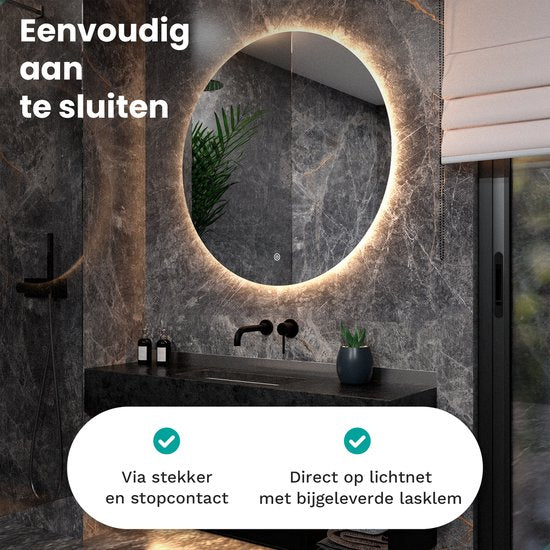 Mirlux Badkamerspiegel met LED Verlichting & Verwarming – Wandspiegel Rond – Anti Condens Douchespiegel - 100CM