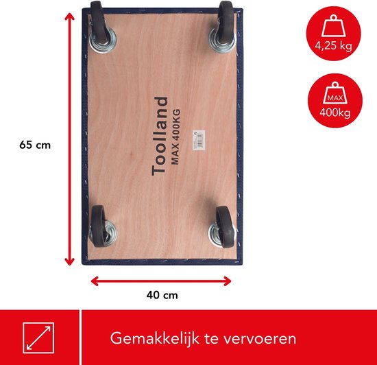 Toolland Meubelroller, met 4 zwenkwielen, draagkracht tot 400 kg, blauw