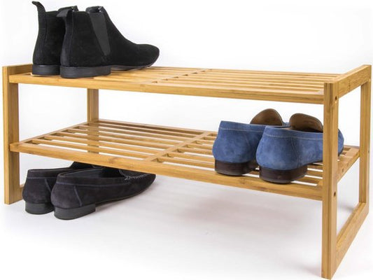 Budu Schoenenrek (2 niveaus) - Bamboe Schoenenrek - Houten Schoenenkast - Schoenenrek hout