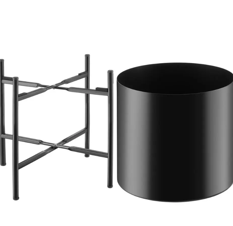 tectake Plantenstandaard Mine – Set van 2 – Gepoedercoat Staal – Zwart