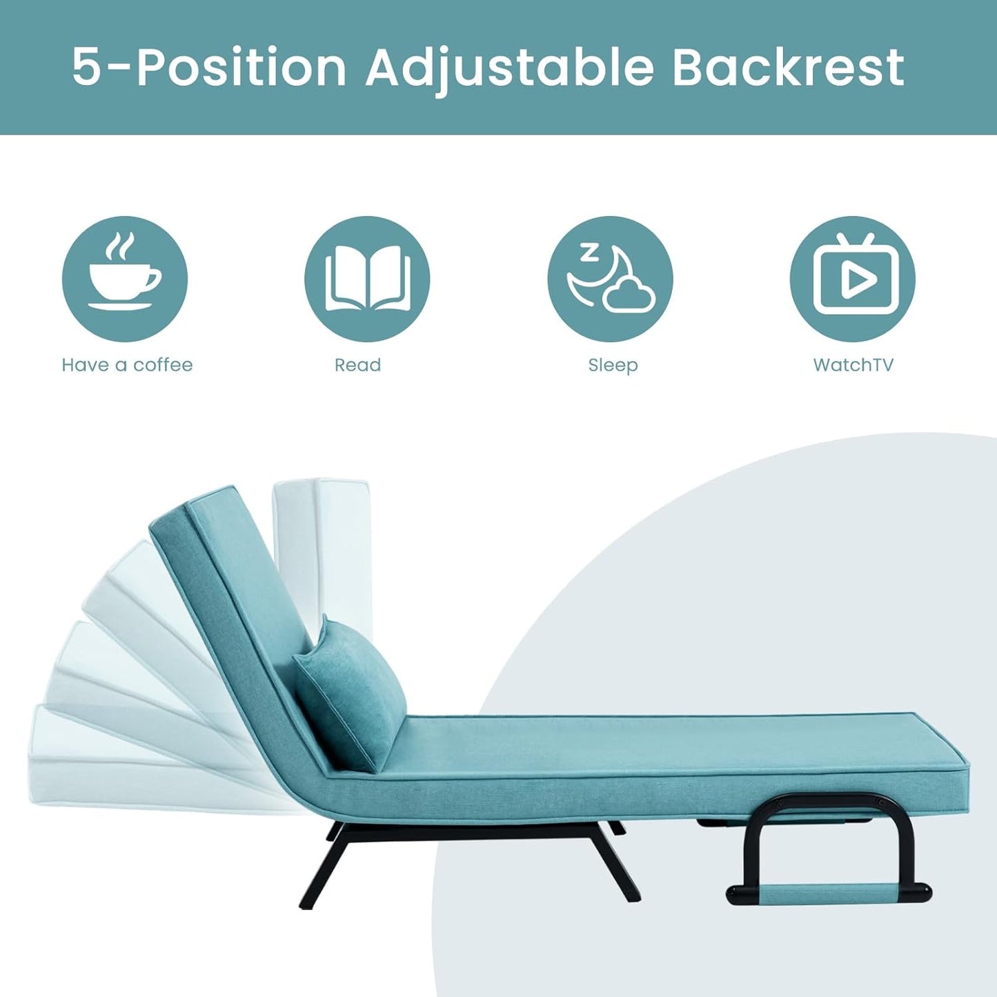 WOLTU 3-in-1 Slaapstoel - Logeerbed - Blauw - 65x75x78cm