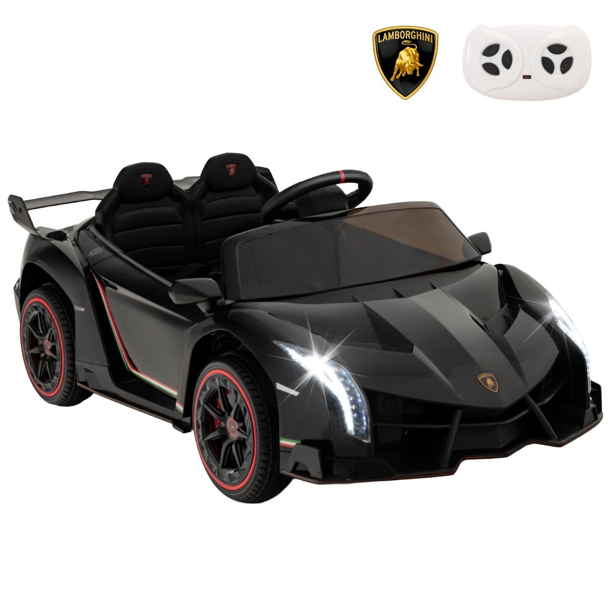 Coast Lamborghini Gelicentieerde Elektrische Auto - 12V Batterij - Afstandsbediening - 3 Snelheden - Hydraulische Deuren - Zwart