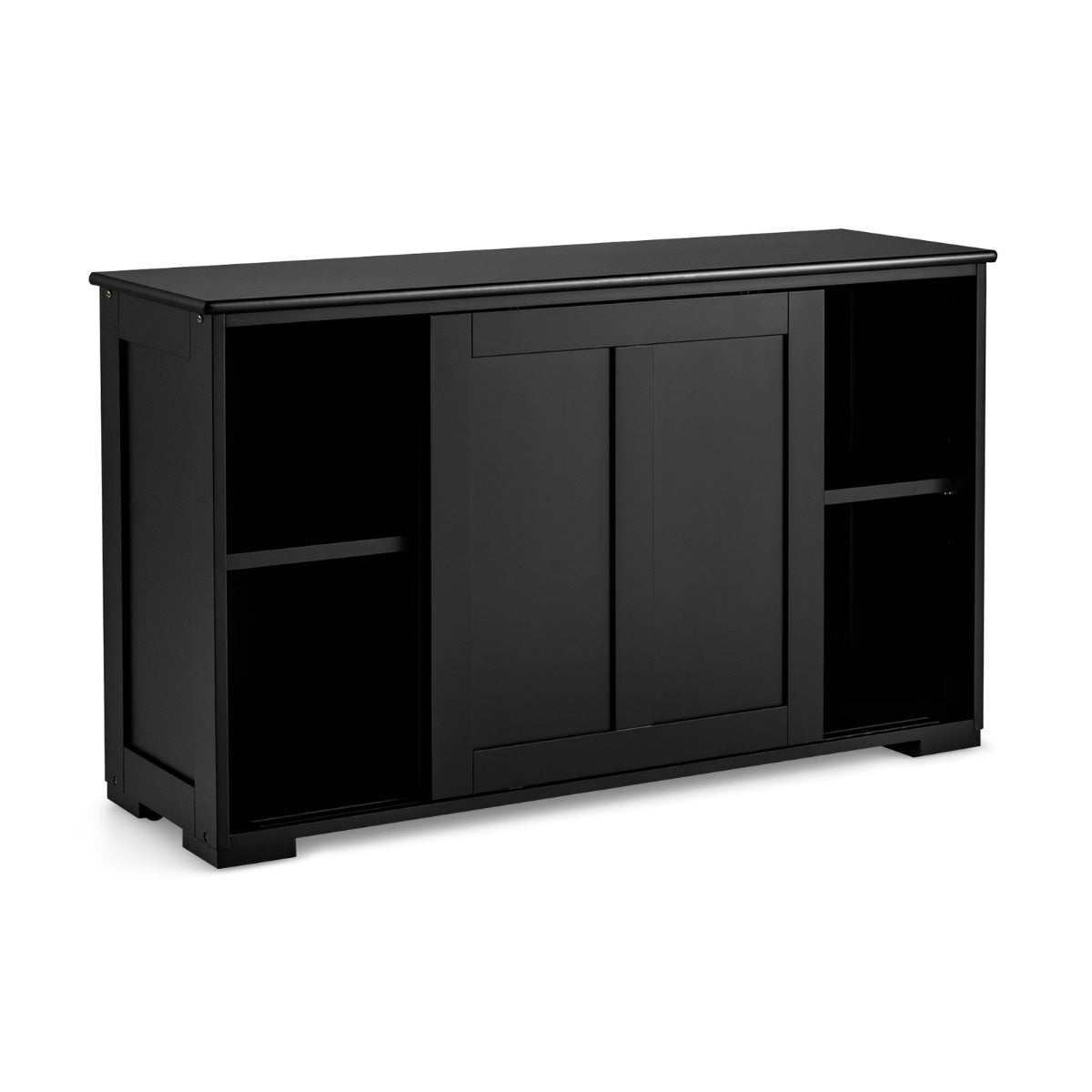 Coast Keukenkast Met Schuifdeuren - Antieke Kast Met Planken - Zwart - 107 x 33 x 60 cm