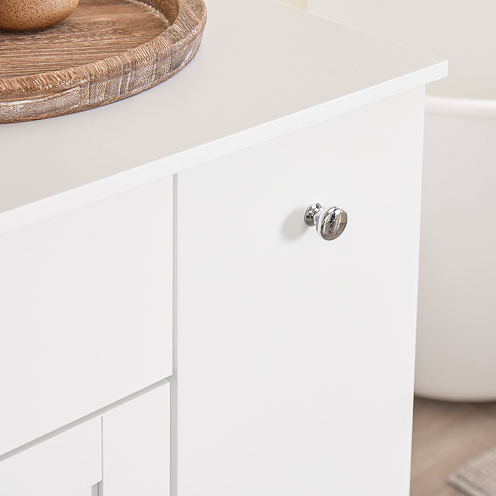 SoBuy Badkamermeubel met Wasmand, Lade en Schuifvak – 78 x 38 x 90,3 cm – Waterdicht & Functioneel – Landelijk Design – Wit