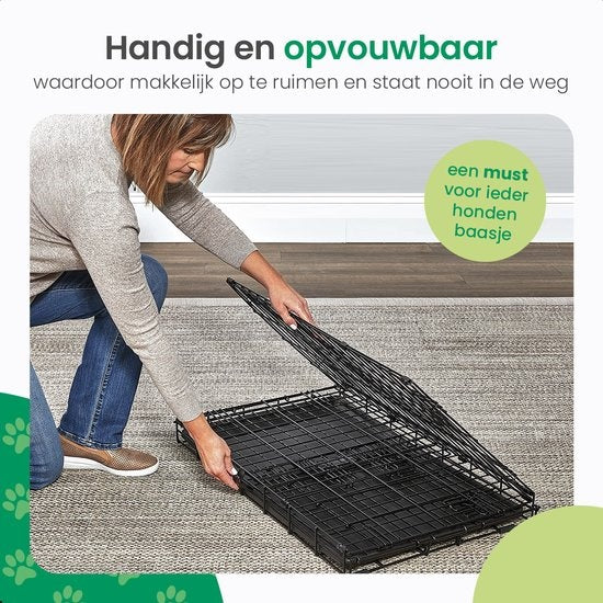 Gopets Hondenbench Opvouwbaar XL – Bench – Voor Honden – Incl. Hondenkussen – 2 Deuren – 107 x 71 x 76 cm