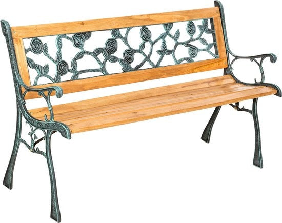 tectake® - Tuinbank - hout/gietijzer - 124x52x74 cm - 401424