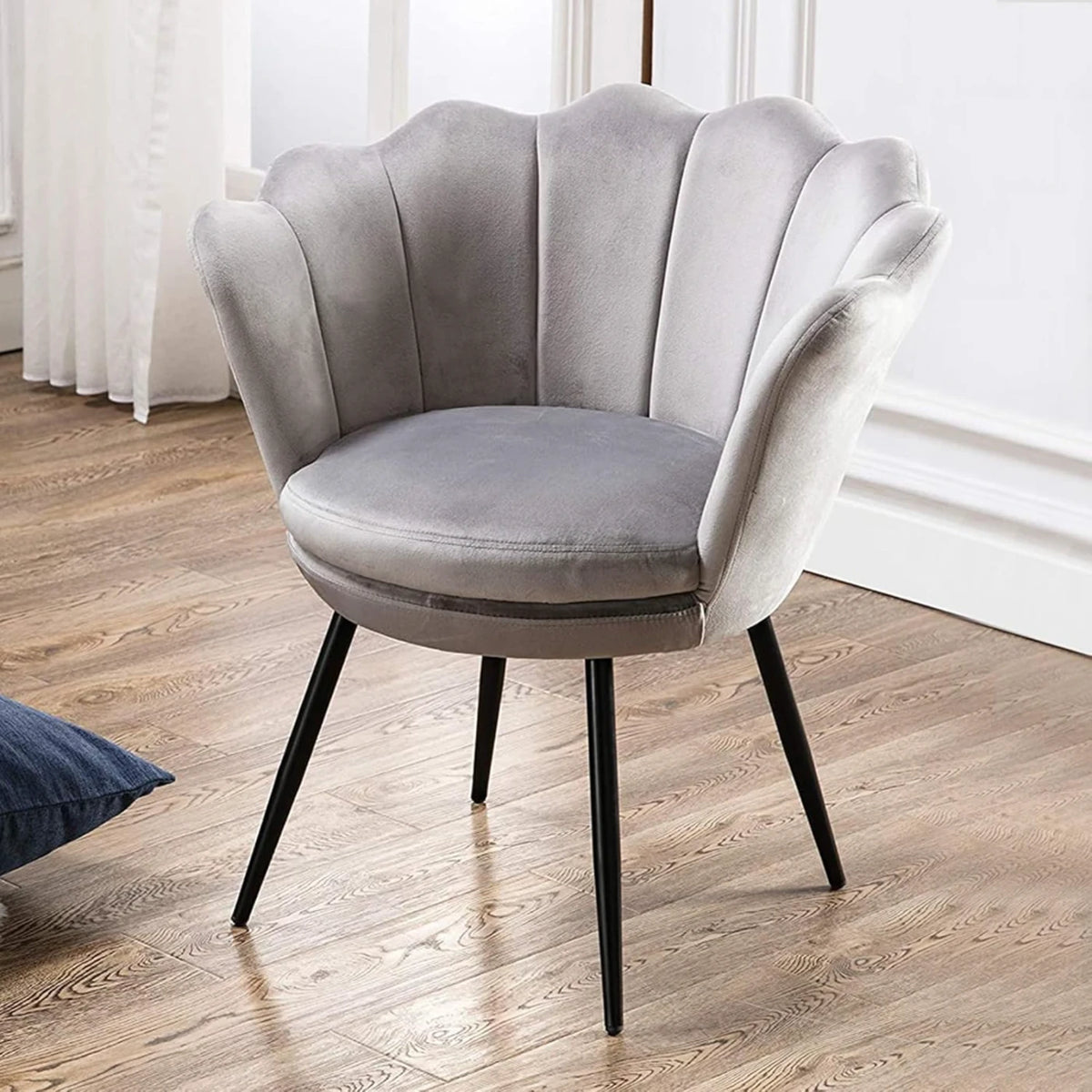 Ya-Home Fauteuil - Bloemvormige Rugleuning - Grijs Suède - 70 x 60 x 76 cm