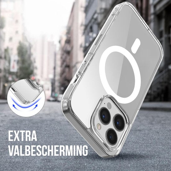 Podec Magsafe Hoesje Geschikt voor iPhone 11 Pro Max - Bundel met 3x Screenprotector + 3x Cameraprotector - Magnetisch met Ring Doorzichtig - Telefoonhoesje Transparant Magsafe Case - Doorzichtig
