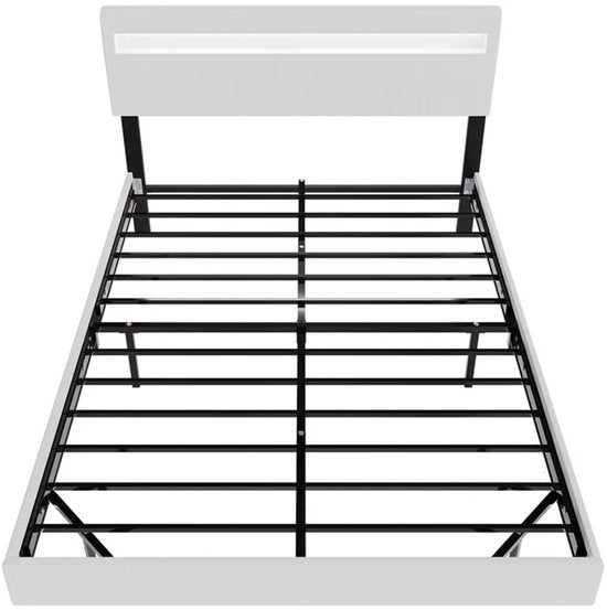 Zwevend Bed Lissabon - 140x200cm - Kunstleer - Incl. LED - Wit
