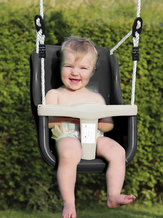 AXI Metalen Baby Schommel met zitje Antraciet/créme - Vrijstaande schommelset voor binnen en buiten