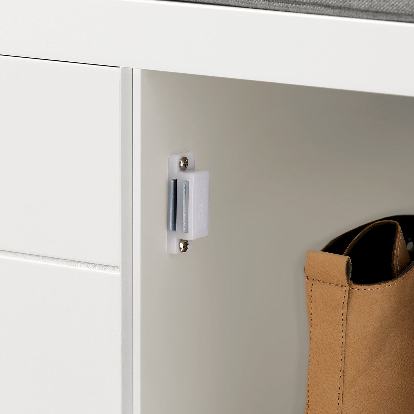 SoBuy FSR63-II-W Opbergbank 91x30x50 cm, Wit, Lage Entree Meubel met Zacht Gekussen en 2 Deuren