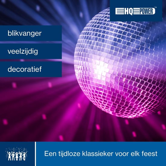 HQ-Power Disco spiegelbol Ø 20 cm, spectaculaire lichteffecten voor feestjes, veilig ophangsysteem en facetglas, dansvloer accessoire voor disco en meer