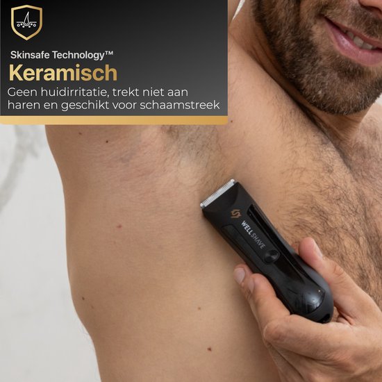Wellshave Bodygroomer –  Keramische Bladen – 90 min batterijduur – Zwart