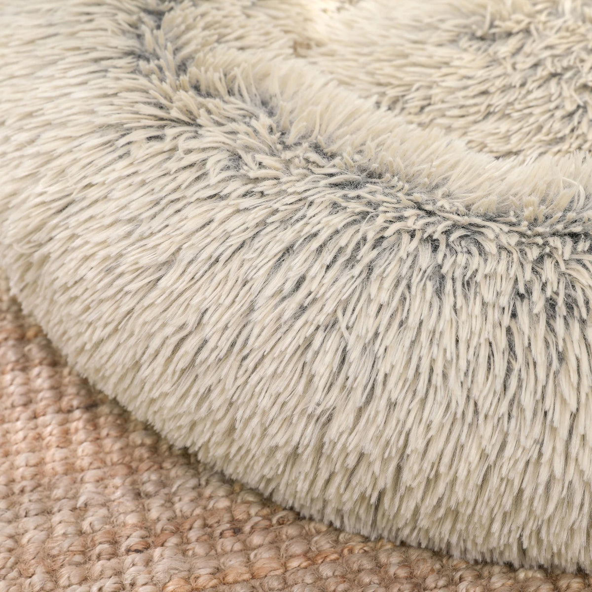 JOYFURNOS Donut Hondenmand met Uitneembaar Wasbaar Kussen - Zachte Pluche Bank - 70 cm - Kaki