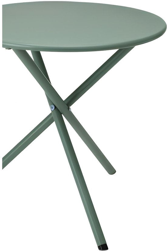 Ambiance Tuin bijzettafeltje - groen - metaal - Dia 48 cm - Hoogte 48 cm - rond - koffietafel