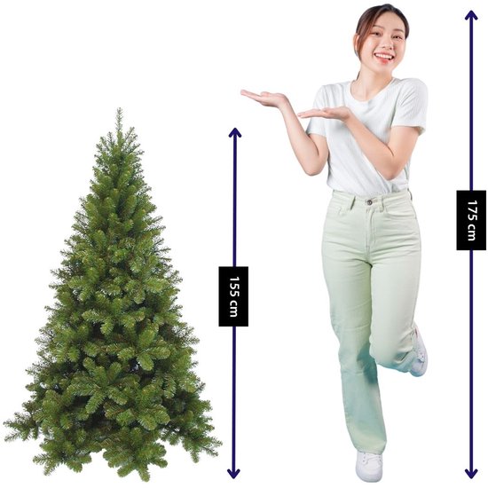 Triumph Tree Tuscan Kunstkerstboom - Kerstversiering voor Binnen met Natuurlijke Vorm - Kunstboom met Kleurgecodeerde Insteekconstructie - H155 x Ø99 cm - Groen