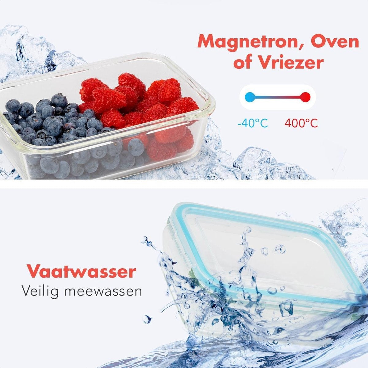KitchenBrothers Meal Prep Bakjes - Vershoudbakjes Set - Luchtdicht - BPA Vrij - Glas - 9 Stuks