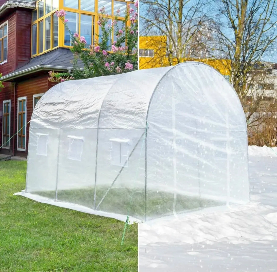 Woltu Foliekas 300x200x200 cm Wit - Ruime Tunnelkas met 6 Ramen en Ritssluiting