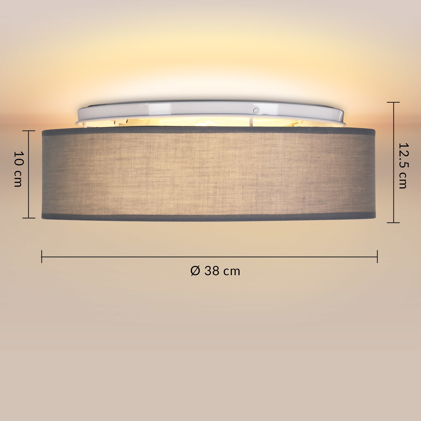 Monzana Plafondlamp - Grijs - Stof - Ø38cm