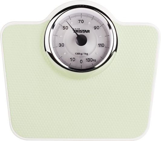 Tristar Weegschaal WG-2428 - Analoge Personenweegschaal - Tot 136 kg - Vintage design - Step-on-technologie - Anti-slip - Wit