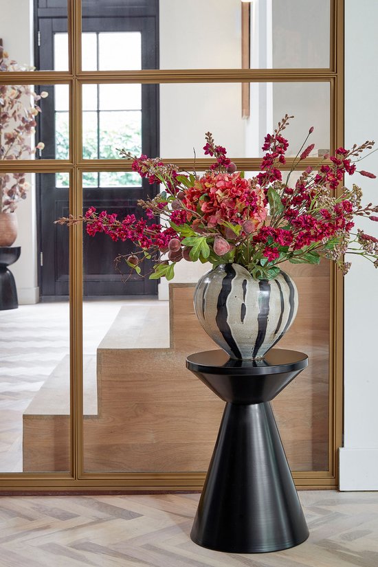 Mica Decorations Jim Bijzettafel - Bijzettafel Rond H45 x Ø31 cm - Ijzeren Tafeltje voor Woonkamer of Slaapkamer - Plantentafeltje - Nachtkastje Industrieel - Zwart