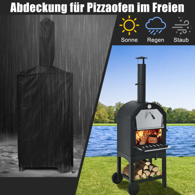COAST Houtgestookte Outdoor Pizzaoven – Inclusief Pizzasteen en Schuif - Max. 350 ℃ - Zwart - 59 x 46 x 162 cm