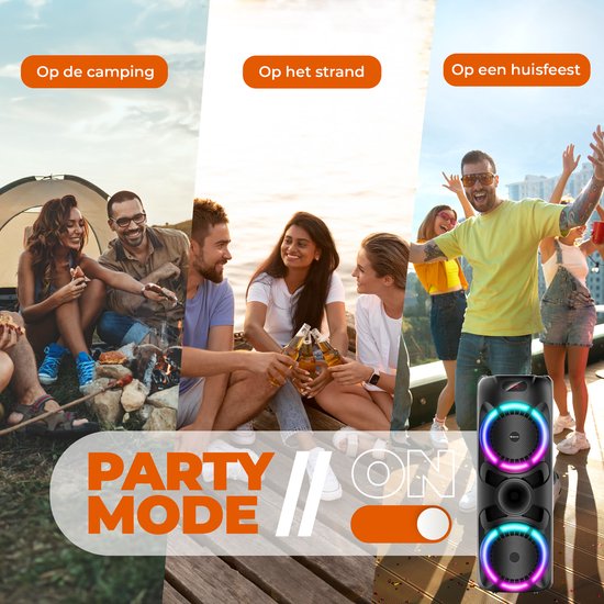 Denver Bluetooth Speaker Party box - Discolichten - Partybox - Incl. Draadloze Microfoon & Afstandsbediening - BPS459