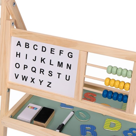 Sunny Mika houten activiteitsezel - Whiteboard, krijtbord en pegboard - 47 x 41 x 145 cm