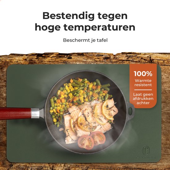 Castagnola Lederlook Placemats - Antislip Placemat van Kunstleer - Waterafstotende Onderlegger - Onderzetter - 6 Stuks - 45 x 30 cm - Groen