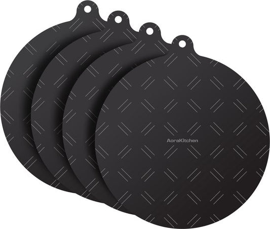 AoraKitchen Inductie Beschermer - 4 Stuks - tot 280 °C - Kookplaat Beschermer - Onderzetters Pannen - Ø 22cm - Zwart