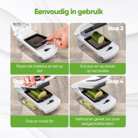 Stosh Mandoline - Groenteslijper - Uiensnijder - Spiraalsnijder - 7-delig - BPA-vrij - Wit