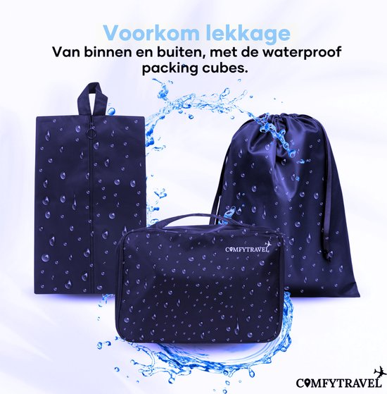 Comfytravel Packing Cubes Set - Koffer / Backpack Travel Organizer - Reisaccessoires - Waterdicht / 8 Stuks - Donkerblauw