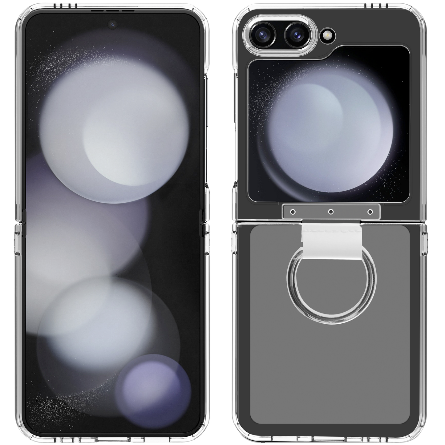 BeHello – Samsung Galaxy Z Flip6 En Flip7 FE Clear Case Met Ring – Transparant – Voorzien Van Ingebouwde Ringhouder En Flexibel Frame En Verhoogde Randen – Voor Samsung Galaxy – Transparant TPU