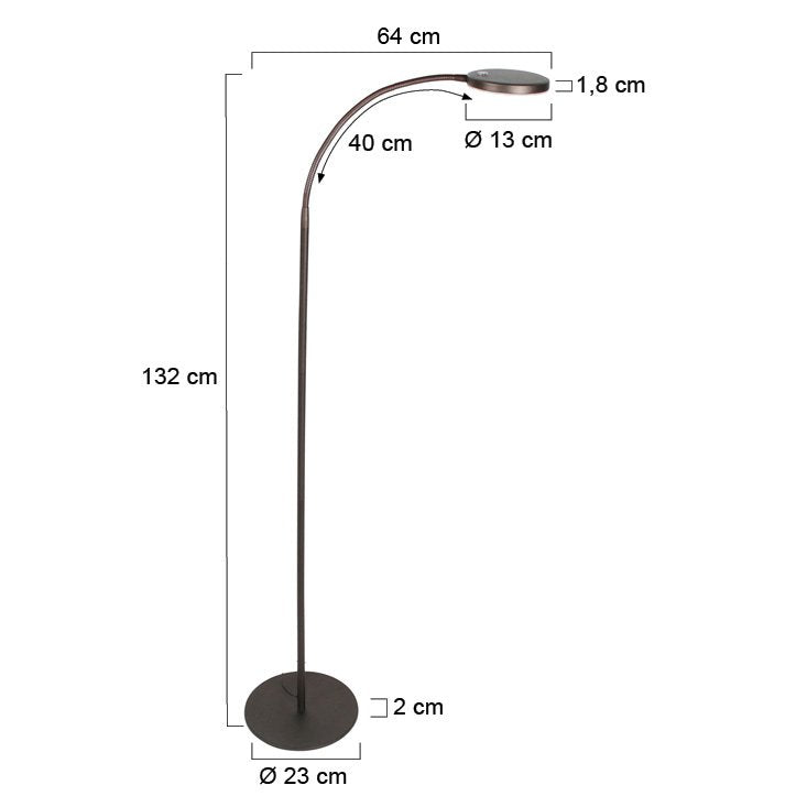 Vloerlamp Platu 3351CA - Dimbaar met instelbare lichtkleur, bruin kunststof en metaal, trendy design, Mexlite, perfect voor binnengebruik