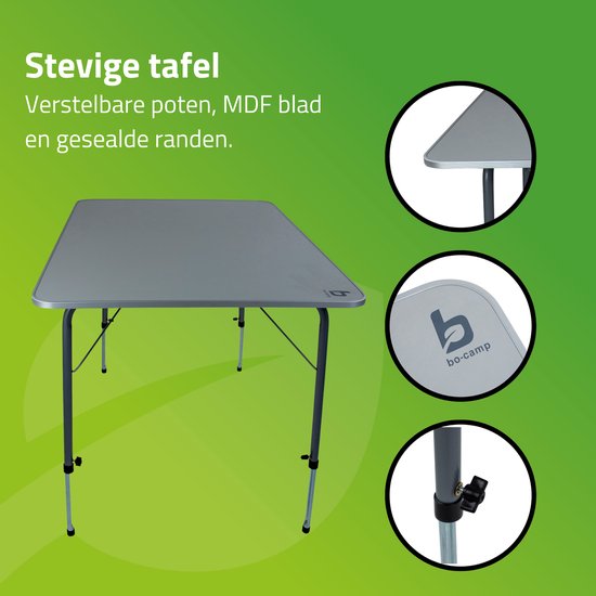 Bo-Camp - Camping tafel - Hoogte verstelbaar - 100x70 cm