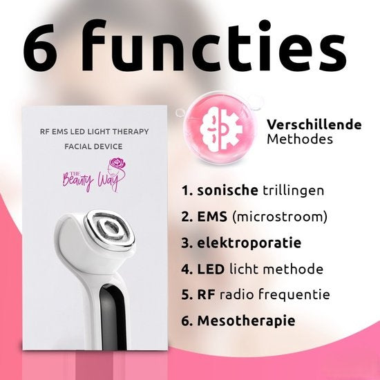 TheBeautyWay Huidverjongingsapparaat - 7 Standen - Draadloos - Facelift Apparaat - Gezichtsverzorging Apparaten Dames - Facelift Apparaat - Huidverzorging - USB Oplaadbaar - Gezichtsreiniger - Verminderen van Acne, Lijnen, Rimpels en Vermoeidheid